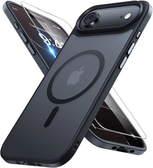 Miracase Magnetic for iPhone Air Case 2025 with Screen Protector(Compatible with MagSafe), Slim Thin Translucent Matte Military-Grade Protected Phone Cover for iPhone 17 Air 6.5"Armbands, Space Black
