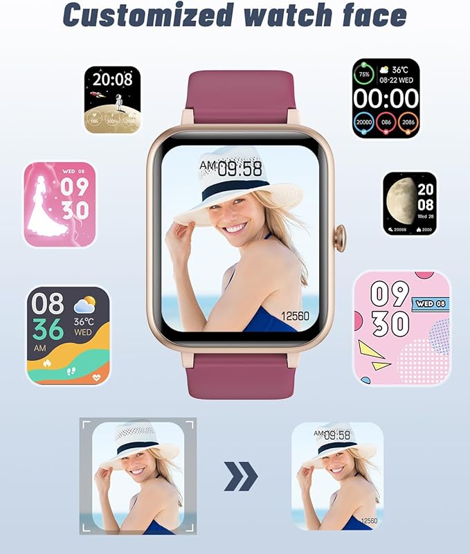 GRV Smart Watch for iOS and Android Phones (Answer/Make Calls), Watches for Women IP68 Waterproof Smartwatch Fitness Tracker Watch with Heart Rate/Sleep Monitor Steps Calories Counter (Dark Purple)