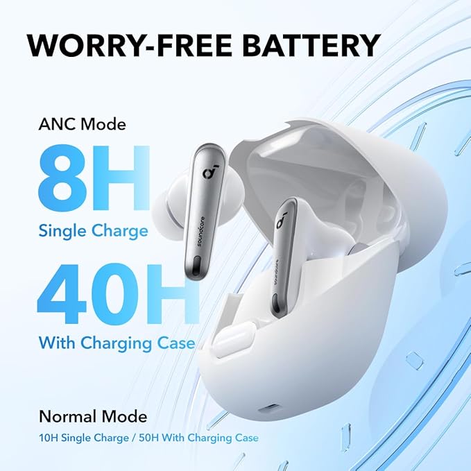 Soundcore by Anker Liberty 4 NC Noise Cancelling Earbuds, 98.5% Noise Reduction, Adaptive Noise Cancelling to Ears and Environment, Hi-Res Sound, 50H Battery, Wireless Charging, Bluetooth 5.3