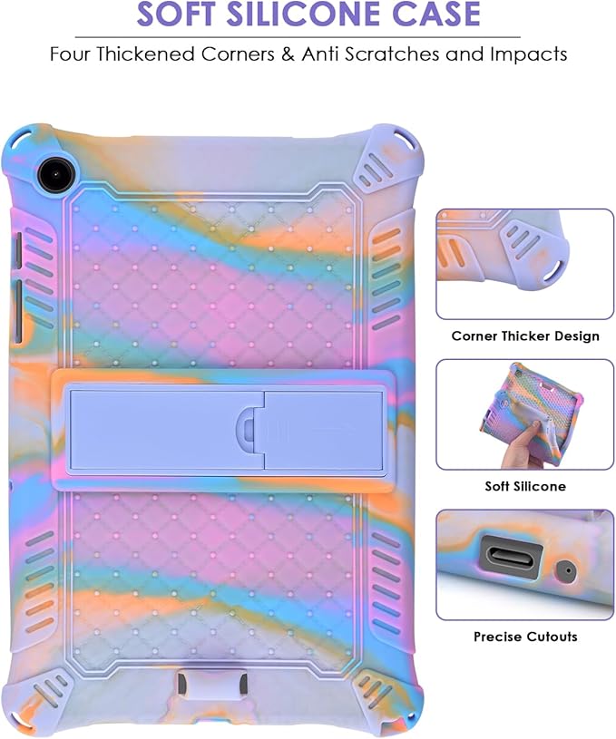 DETUOSI Compatible with Samsung Galaxy Tab A9 Plus Case 11 inch 2023, with Shoulder Strap & Stylus Pen, Soft Silicone Multi-Angle Case for Galaxy Tab A9+ Tablet SM-X210/X216/X218, Rose Red & Purple