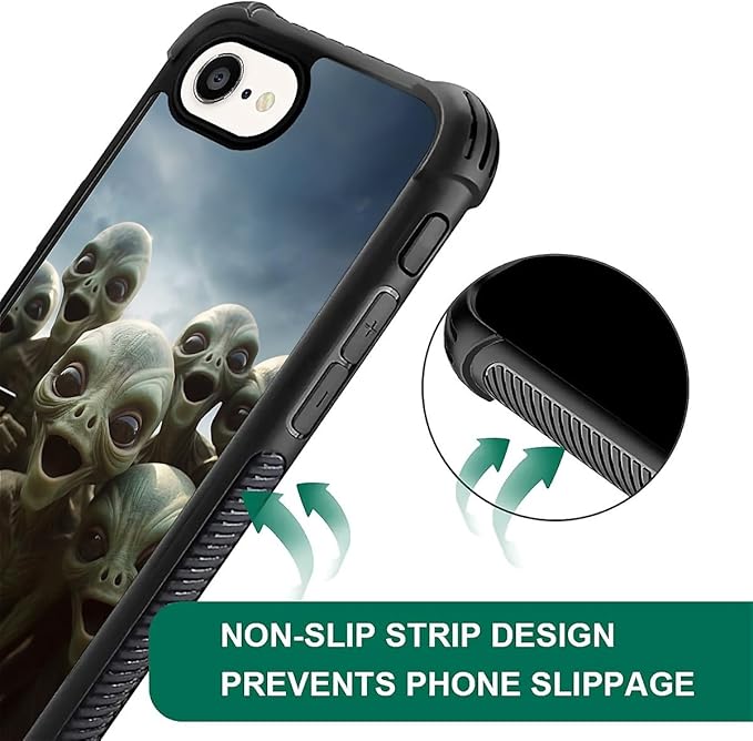 Compatible with iPhone 16e Case,Alien Selfie Phone Cover for Men/Women,Soft TPU Anti-Skid Thread and Four Corner Anti-Collision Protection Case Compatible with iPhone 16e 6.1inch