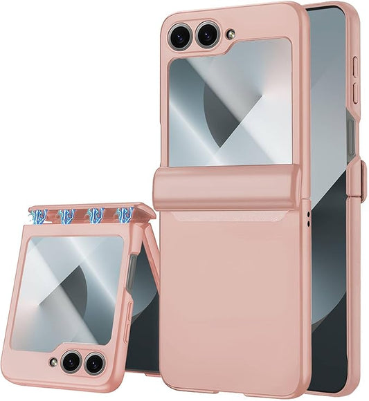 STORMTAL for Samsung Galaxy Z Flip 6 Case/Z Flip 7 FE Case, Hinge Protection, Built-in Screen Protector, Wireless Charging, Slim Rugged Phone Protective Case for Galaxy Z Flip 6 Pink
