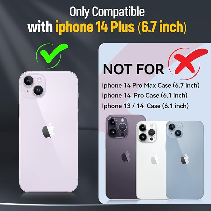 Phone Case for iPhone 14 Plus Case with Slide Camera Cover, with Finger Ring Holder Stand, fit Magnetic Car Mount, for iPhone 14 Plus (Alpine Green)