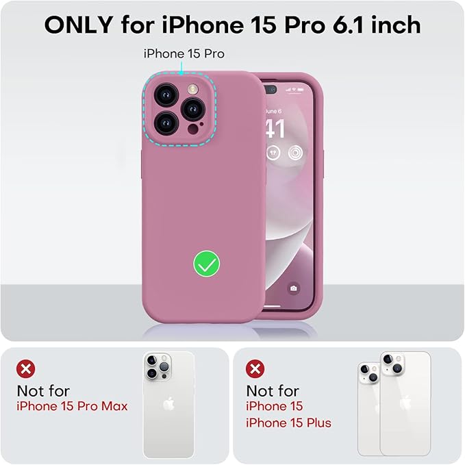 Vooii Compatible with iPhone 15 Pro Case, Upgrade Liquid Silicone, [Enhanced Camera Protection] [Soft Anti-Scratch Microfiber Lining] Shockproof Phone Case for iPhone 15 Pro 6.1 inch - Lavender Purple