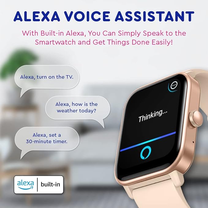 OCTANDRA Ignite VeryFit 1.8" Alexa Built-in Bluetooth Answer Call Smart Watch Fitness Tracker Watches for Men Women (IDW01 BT) (Pink)