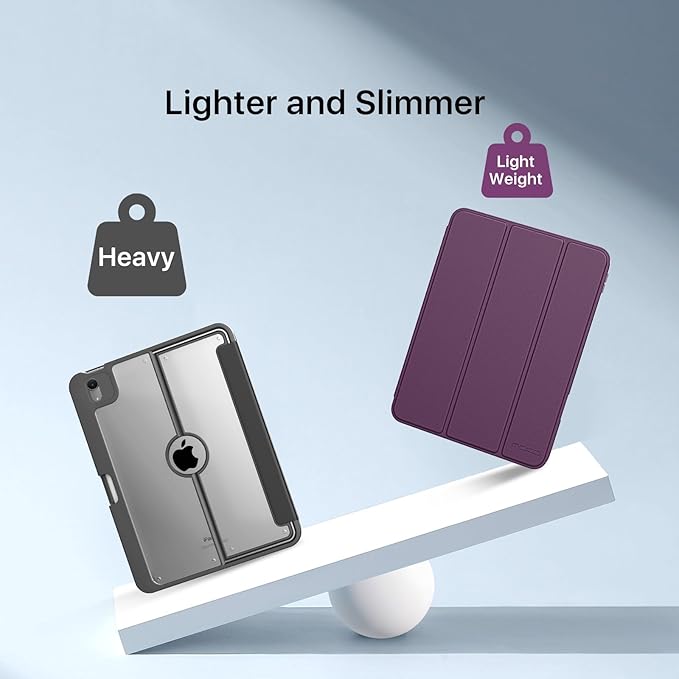 MoKo for iPad (A16) 11th Generation Case 11 Inch 2025, iPad 10th Generation Case 10.9 Inch 2022 with Pencil Holder, Slim Light Trifold Protective Cover with Hard PC Translucent Back Shell, Dark Purple