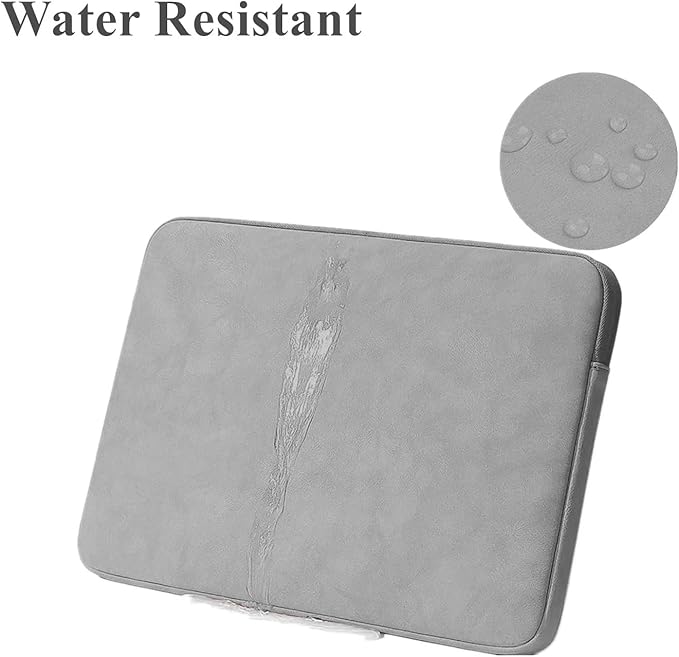 Megoo 13" Laptop Case Sleeve for Samsung Galaxy Book/Chromebook 13.3", Surface Pro 12/11/10/9/X/8, Lenovo/Dell Shockproof Water-Resistant Leather Carry Case for 12-13.3" Notebook Computers(Light Gray)