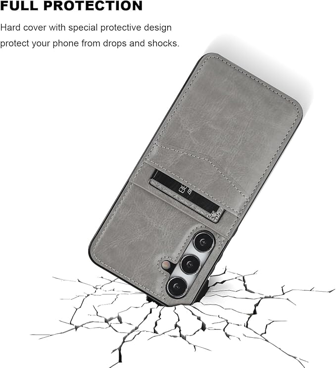 KIHUWEY for Samsung Galaxy S24 Plus Case Wallet with Credit Card Holder, Flip Premium Leather Magnetic Clasp Kickstand Heavy Duty Protective Cover for Samsung Galaxy S24 Plus 6.7" (Gray)