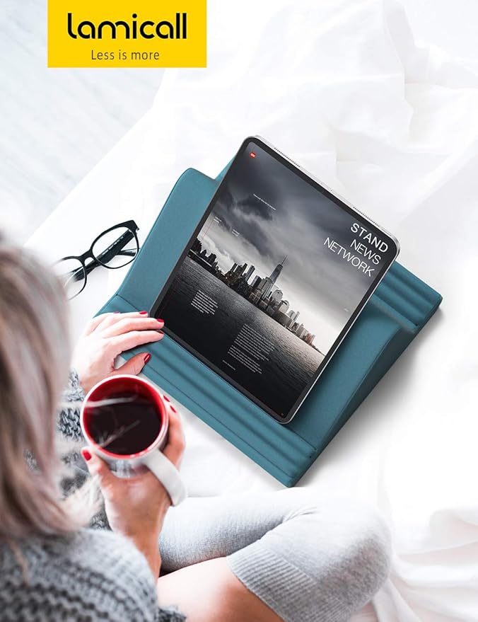 Lamicall Tablet Pillow Stand, Pillow Soft Pad for Lap - Tablet Holder Dock for Bed with 6 Viewing Angles, for iPad Pro 9.7, 10.5, 11, 12.9 Air Mini 4 3, Kindle, Galaxy Tab, E-Reader, Blackish Green
