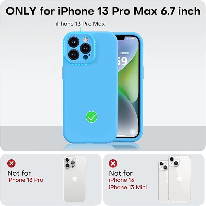 Vooii Compatible with iPhone 13 Pro Case, Liquid Silicone Upgrade [Camera Protection] [Soft Anti-Scratch Microfiber Lining] Shockproof Phone Case for iPhone 13 Pro 6.1 inch - Blue