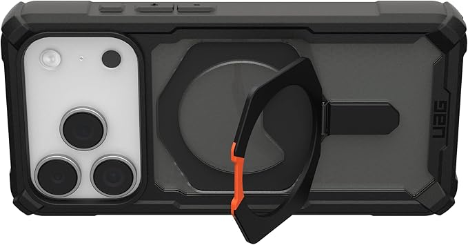 URBAN ARMOR GEAR UAG Designed for iPhone 17 Pro Case with Kickstand Plasma XTE - Compatible with MagSafe Transparent Military Grade Protective Cover, Black/Pop Orange
