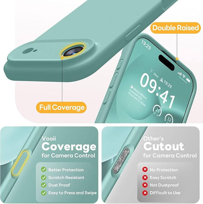 Vooii Magnetic Compatible with iPhone Air Case (Compatible with Magsafe) (Upgraded Camera Protection) Liquid Silicone Shockproof Full Body Protective Phone Cover for Women Men, Pine Green, 6.5"