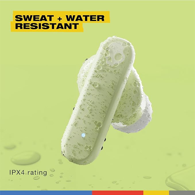 Skullcandy Smokin’ Buds Wireless Earbuds, Bluetooth Headphones, Noise Isolating Fit, Up to 20 Hours Battery, IPX4 Sweat and Water Resistant, Microphone for iPhone Android - Matcha