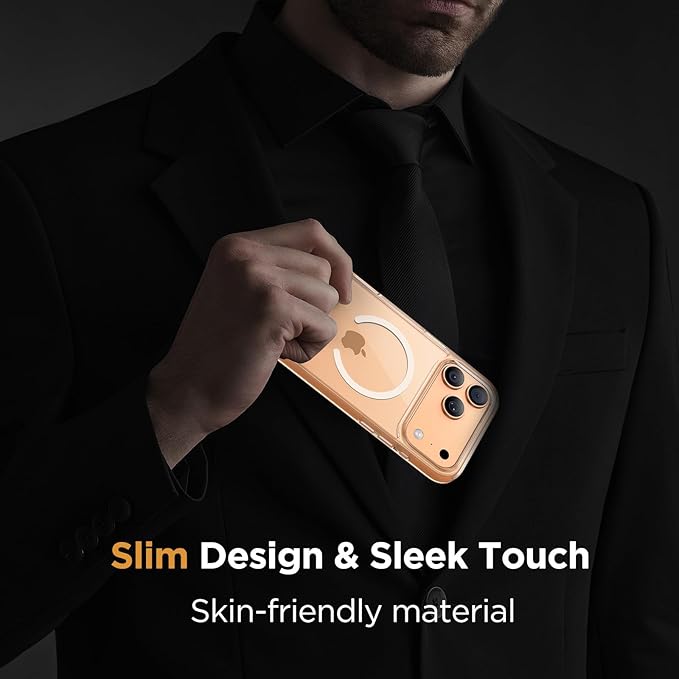 Miracase Magnetic for iPhone 17 Pro Case 6.3" with Screen Protector, [Compatible with MagSafe] Military-Grade Protection, Anti-Fingerprint, Slim Thin Phone Case for 17 Pro Cover, Clear