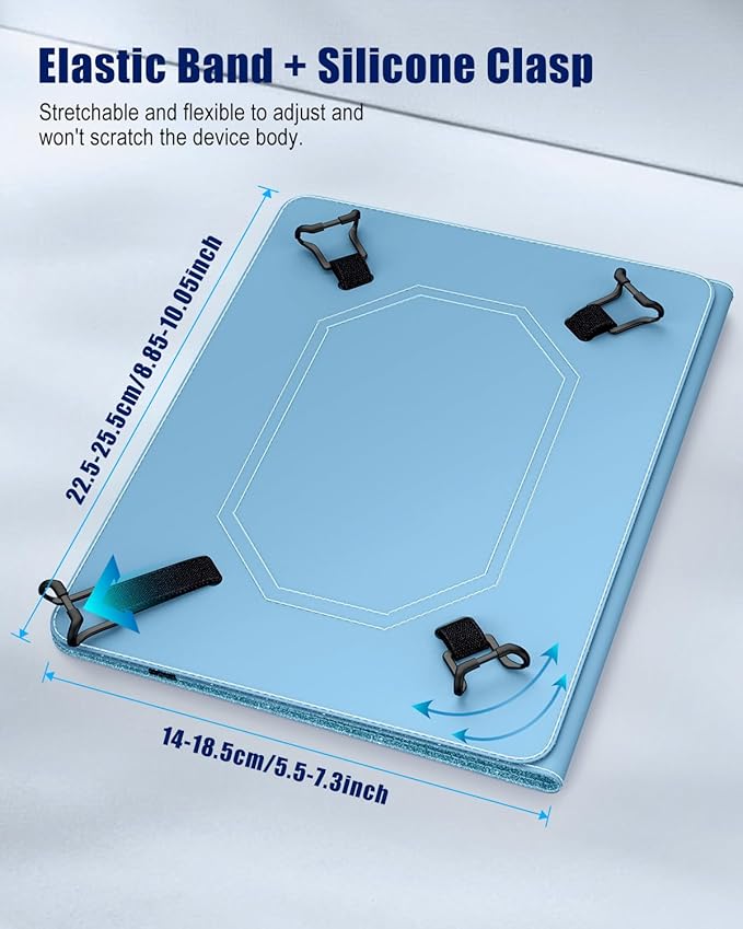 TiMOVO Universal Case for 9-11 Inch Tablet, 360 Degree Rotating Stand Protective Cover with Pen Pocket for 9 10 10.1 Inch Android Touchscreen Tablet, Glitter Sky Blue