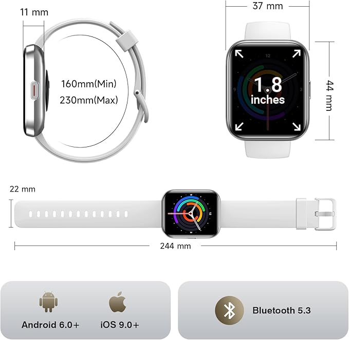 Smart Watches for Women Men, 1.85" AMOLED Screen Smartwatch Compatible iPhone Android Phone (Answer/Make Call), 24/7 SpO2 Sleep Heart Rate Monitor,3ATM Waterproof, Fitness Tracker Watch 120+ Sport