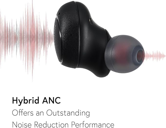 Phiaton Bonobuds Plus Digital Hybrid Active Noise Cancelling True Wireless Earbuds with Qualcomm Snapdragon Sound (Space Black)