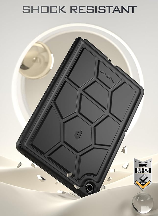 Poetic TurtleSkin Case Designed for Samsung Galaxy Tab A9 Plus + 11 Inch 2023, Heavy Duty Shockproof Rugged Kids Friendly Drop Protection Silicone Cover Case, Black