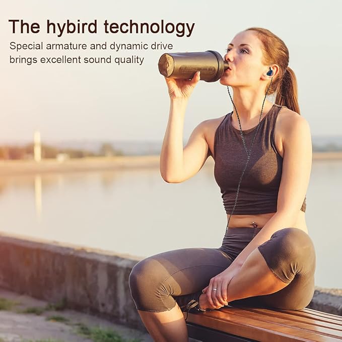 in Ear Monitor Headphones, HiFi Stereo IEM Earphones, Dynamic Dual Driver Wired Earbuds with Detachable Cable, Noise Canceling Headset for Singers Musicians Drummers Audiophile (Blue, No Mic)