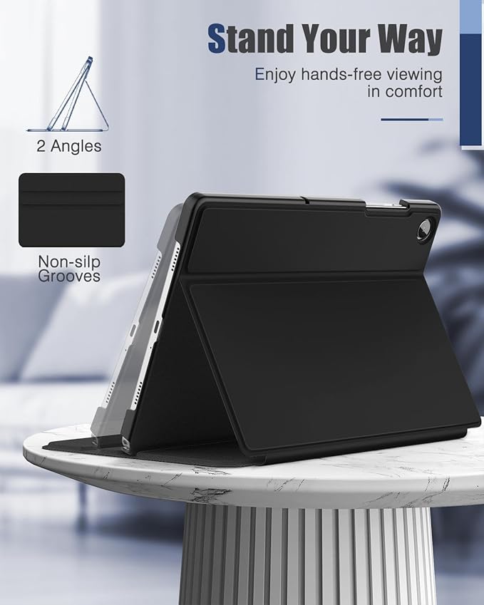 MoKo Case Compatible with Samsung Galaxy Tab A9 Plus 11-Inch 2023, Multi-Angle Slim Hard Back Shell Protective Cover Case with Auto Wake/Sleep Function, Black