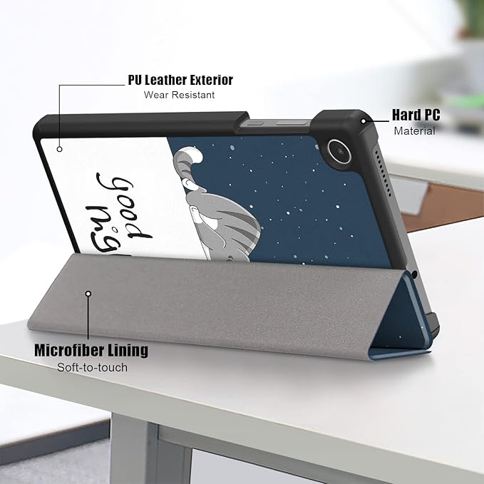 Case for Lenovo Tab M8 4th Gen 2023, Folding Folio Ultra-Thin PU Leather Stand Case Cover for Lenovo Tab M8 4th Gen TB-300FU Lazy Cat