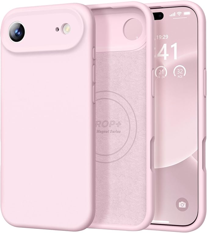 Vooii Magnetic Compatible with iPhone Air Case (Compatible with Magsafe) (Upgraded Camera Protection) Liquid Silicone Shockproof Full Body Protective Phone Cover for Women Men, Chalk Pink, 6.5"