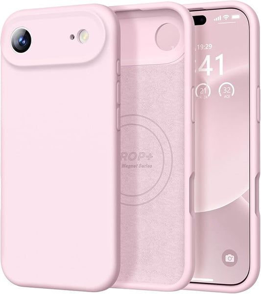 Vooii Magnetic Compatible with iPhone Air Case (Compatible with Magsafe) (Upgraded Camera Protection) Liquid Silicone Shockproof Full Body Protective Phone Cover for Women Men, Chalk Pink, 6.5"