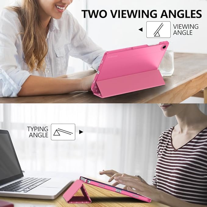 MoKo Case for Galaxy Tab A9+ 11 inch 2023, Slim Stand Protective Smart Cover with Hard PC Translucent Back Shell for Tab A9 Plus Tablet (SM-X210/X216/X218), Auto Wake/Sleep, Shiny Pink