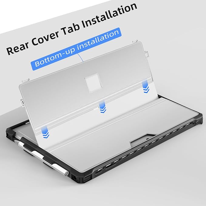 Case Fit 12.3" Microsoft Surface Pro Plus/Pro 7/Pro 6/Pro 5/Pro 4/Pro LTE, Protective Rugged Cover Case, with Stylus Pen Holder, Compatible with Type Cover Keyboard, Semitransparent