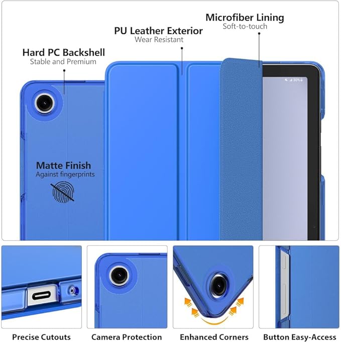 MoKo Case for Galaxy Tab A9+/A9 Plus 11 inch 2023, Slim Stand Protective Smart Cover with Hard PC Translucent Back Shell for Tab A9 Plus Tablet (SM-X210/X216/X218), Auto Wake/Sleep, Cobalt Blue