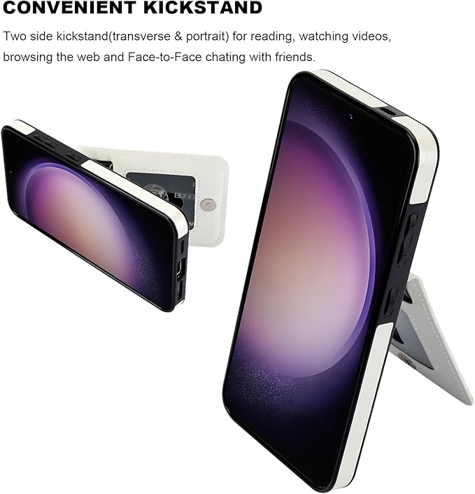 KIHUWEY for Samsung Galaxy S24 Case Wallet with Credit Card Holder, Flip Premium Leather Magnetic Clasp Kickstand Heavy Duty Protective Cover for Samsung Galaxy S24 6.2" (White)