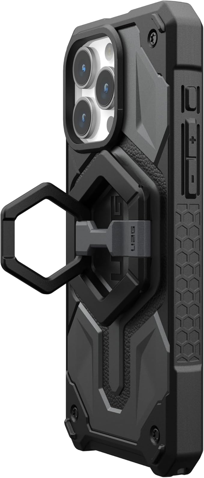 URBAN ARMOR GEAR UAG Magnetic Phone Ring Stand Compatible with MagSafe Magnet, Removable Metal Finger Ring Grip & 360 Rotation Adjustable Kickstand for iPhone 17, Galaxy S25, Black/Silver