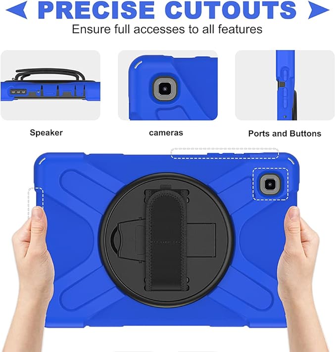 ZenRich for Samsung Galaxy Tab A7 Lite Case 8.7" (SM-T220/ T225/ T227), Heavy Duty Full-Body Shockproof Protective Case with Rotating Stand, Hand/Shoulder Strap for Tab A7 Lite, Blue