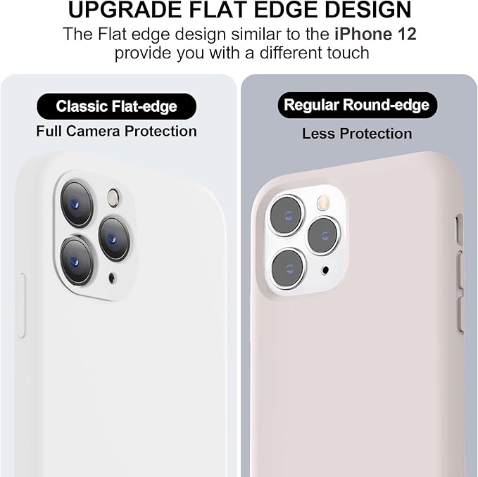 Vooii Compatible with iPhone 11 Pro Case, Upgraded Liquid Silicone with [Flat Edges] [Camera Protection] [Soft Anti-Scratch Microfiber Lining] Phone Case for iPhone 11 Pro 5.8 inch - White