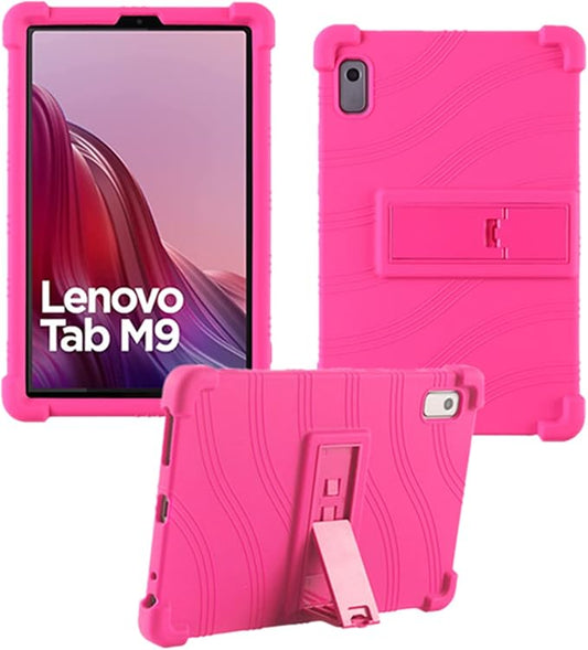 Case for Lenovo Tab M9 Cover 9.0 inch (TB-310FU,2023 Released), Kids Friendly Soft Silicone Adjustable Stand Cover for Lenovo Tab M9 Tablet (Rose)