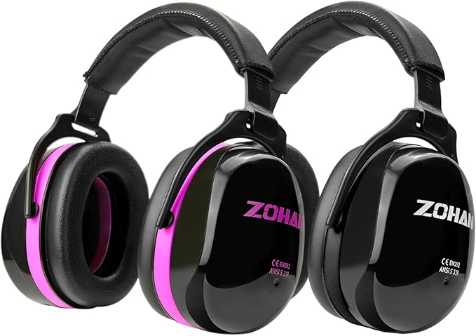 ZOHAN 012 Noise Reduction Earmuffs 2 Packs for Hearing Protection, NRR 28dB Adjustable Safety Ear Muffs for Mowing, Autism