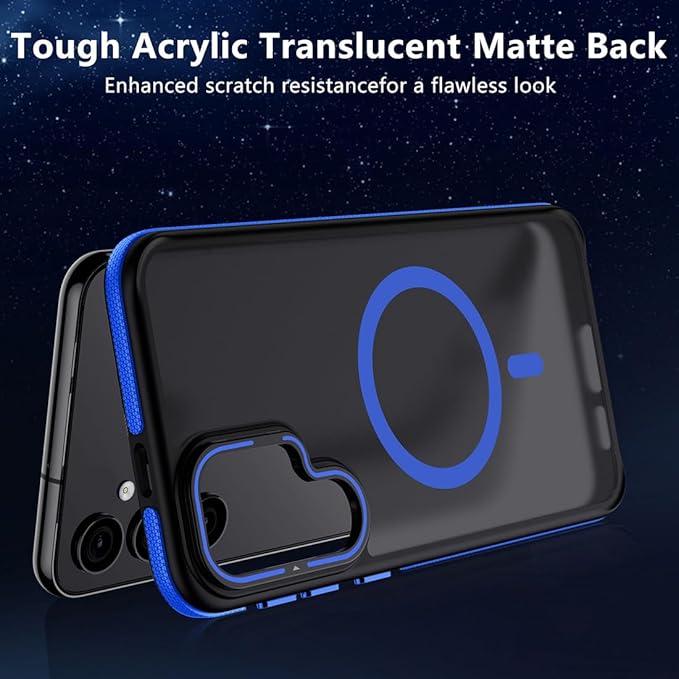 TIANNIUKE for Samsung Galaxy S24 Case, Compatible with MagSafe, Anty-Slip Grip,Military-Grade Protective, Adjustable Kickstand Phone Case, Magnetic Case (Blue)