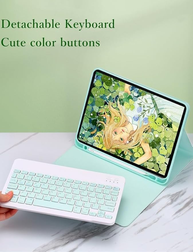 Keyboard Case Mouse for Galaxy Tab S9 11 inch/Tab S9 FE 10.9 inch/Tab S8 11 inch/Tab S7 11", Detachable Cute Color Keyboard Case Support S Pen Charging，Purple