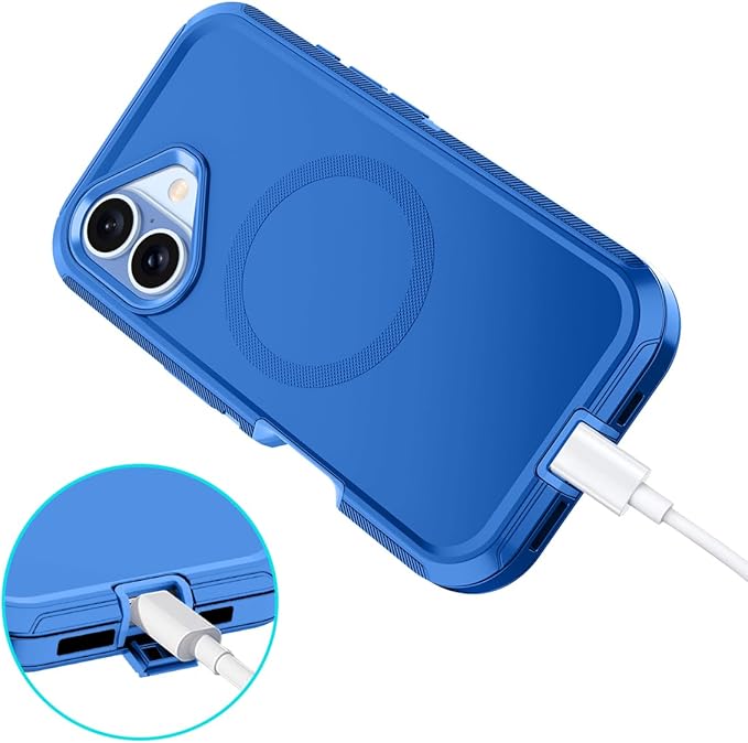 for iPhone 17 Case [Compatible with MagSafe] Shockproof 3-Layer Full Body Protection [Without Screen Protector] Rugged Heavy Duty Cover Case for Apple iPhone 17 6.3" 2025,Sea Blue