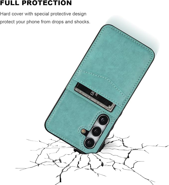 KIHUWEY for Samsung Galaxy S24 Case Wallet with Credit Card Holder, Flip Premium Leather Magnetic Clasp Kickstand Heavy Duty Protective Cover for Samsung Galaxy S24 6.2" (Mint Green)