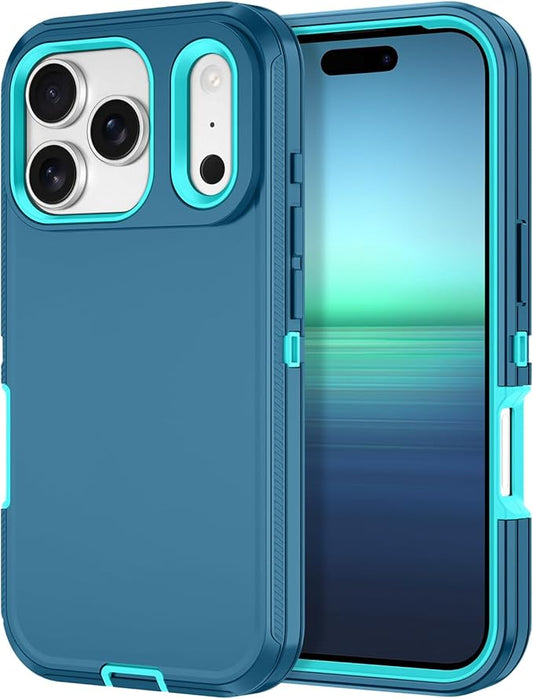 for iPhone 17 Pro Case Shockproof Dust/Drop Proof 3-Layer Full Body Protection [Without Screen Protector] Rugged Heavy Duty Cover Case for Apple iPhone 17 Pro 6.3" 2025,Turquoise