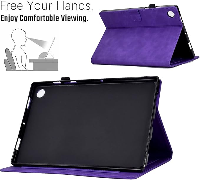 Case for Samsung Galaxy Tab A9+/A9 Plus 11 Inch 2024 2023 (SM-X210/X216/X218), PU Leather Cover Embossed Flower Multi-Angle Stand with Auto Wake/Sleep Case for Galaxy Tab A9 Plus Tablet,Purple