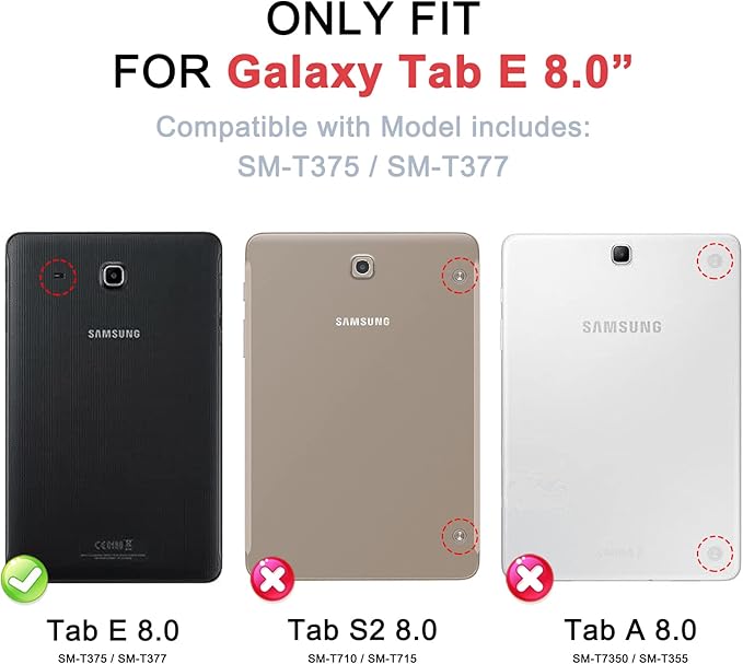 BRAECNstock Samsung Galaxy Tab E 8.0 Case (SM-T375/T377/T378),Shockproof Durable Protective Cover with 360° Kickstand&Hand Strap,Shoulder Strap,Kids Tablet Case for Galaxy SM-T377A/T377V/T378V,Black