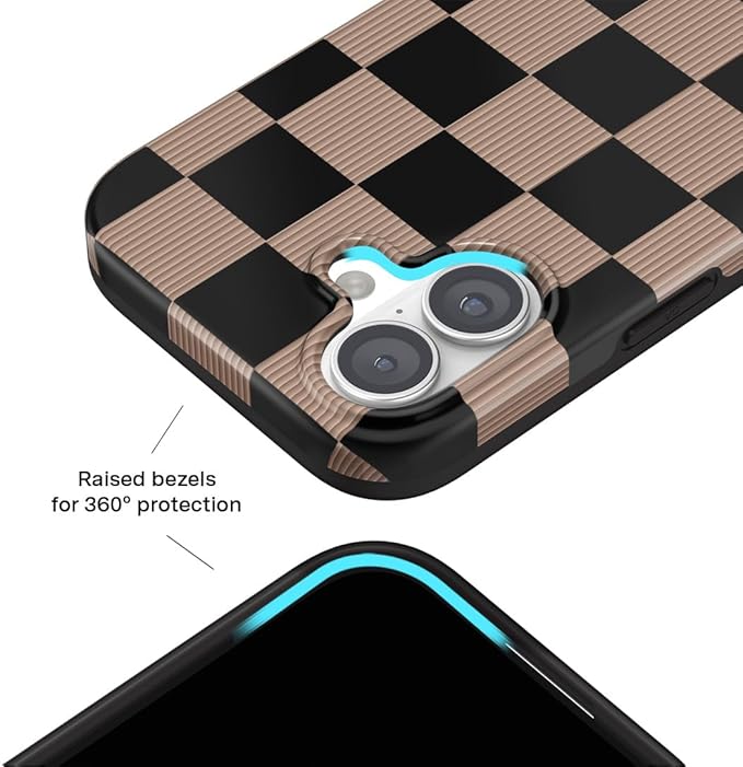 VELVET CAVIAR Case for iPhone 17 | Compatible with MagSafe | 10ft Drop Tested | Protective Designer Cases | Mocha Vibe Checkered