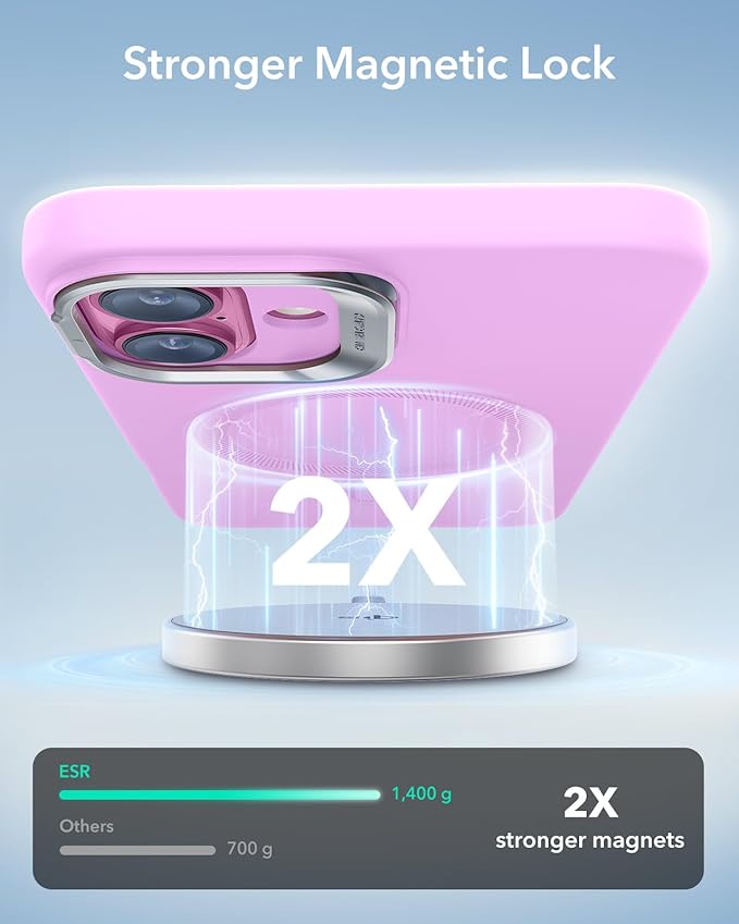 ESR for iPhone 16 Plus Case, Camera Control Button Silicone Case with Stand, Compatible with MagSafe, Built-in Camera Stash Stand, Magnetic Phone Case for iPhone 16 Pro Max, Cloud Series, Pink