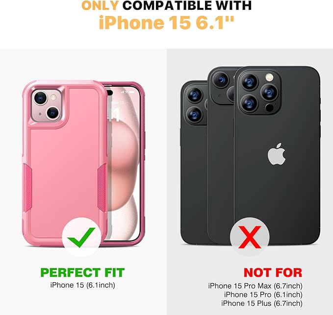 Diaclara Designed for iPhone15 Case, [with Privacy Screen Protector] [Anti Spy] [Military Grade Drop Protection] Heavy Duty Full-Body Shockproof Phone Case, Pink