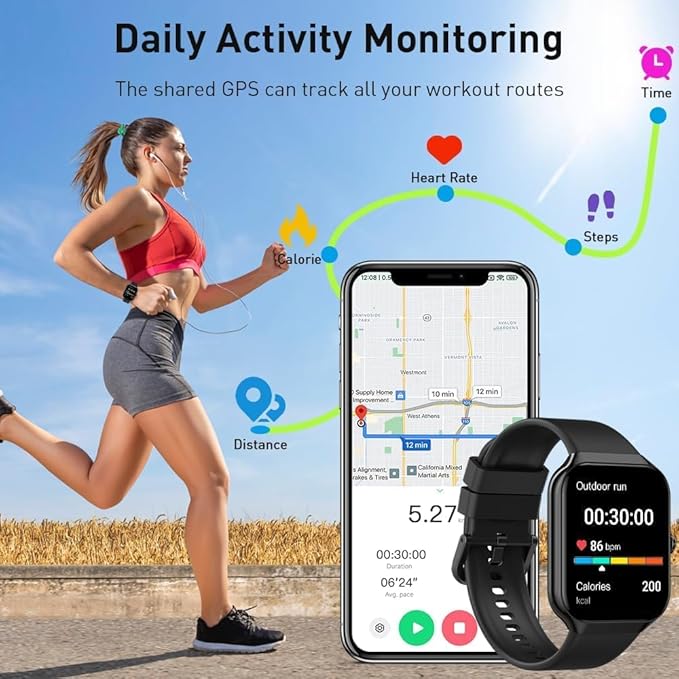 Smart Watch(Answer/Make Call), 1.96" HD Smartwatch for Men Women, 2025 Fitness Activity Tracker with Heart Rate/Sleep Monitor/Pedometer/110+ Sport Modes, IP68 Waterproof Fitness Watch for Android iOS