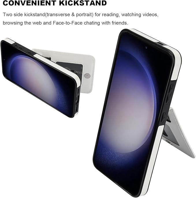 KIHUWEY for Samsung Galaxy S24 Plus Case Wallet with Credit Card Holder, Flip Premium Leather Magnetic Clasp Kickstand Heavy Duty Protective Cover for Samsung Galaxy S24 Plus 6.7" (White)