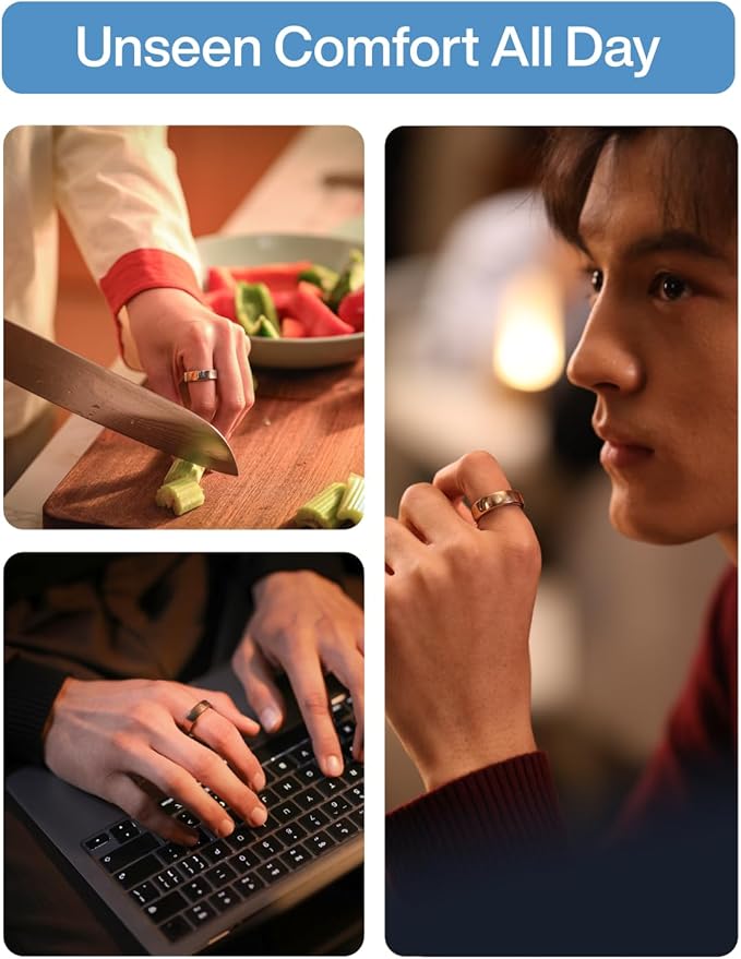 RingConn Gen 2 Air, Ultra-Thin AI Smart Ring, 10-Day Battery Life, Fitness/Sleep/Stress/HR Tracker for Women&Men, No App Fee for Standard Features, iOS & Android Compatible (Size 9, Dune Gold)