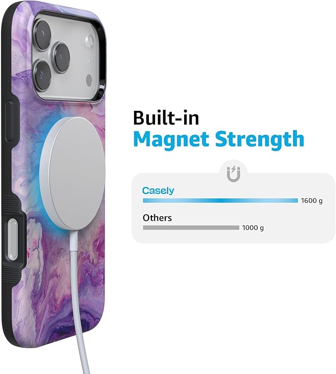 Casely iPhone 17 Pro Case | Tie Dying Over You | Purple Marble | Compatible with MagSafe | Bold Protective Design
